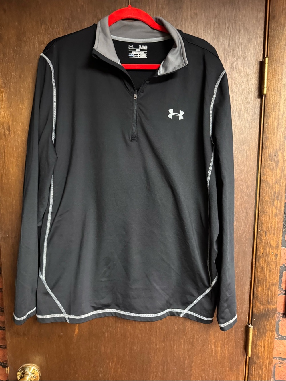Under Armour Black Pullover with Gray Trim and Red Accent